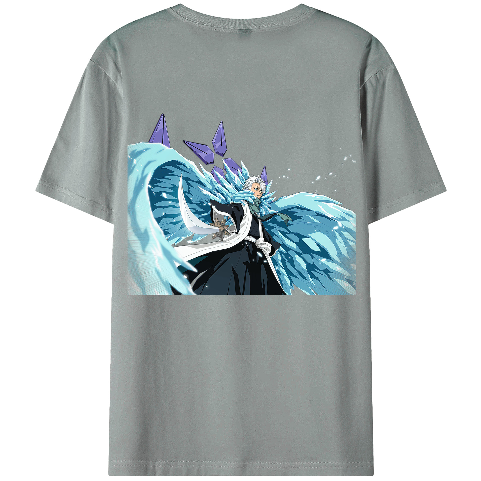 （画像用） ブリーチ 日番谷冬獅郎（ひつがや とうしろう） BLEACH Hitsugaya Toushirou 綿100％ メンズ半袖Tシャツ（バックプリント） 通気性